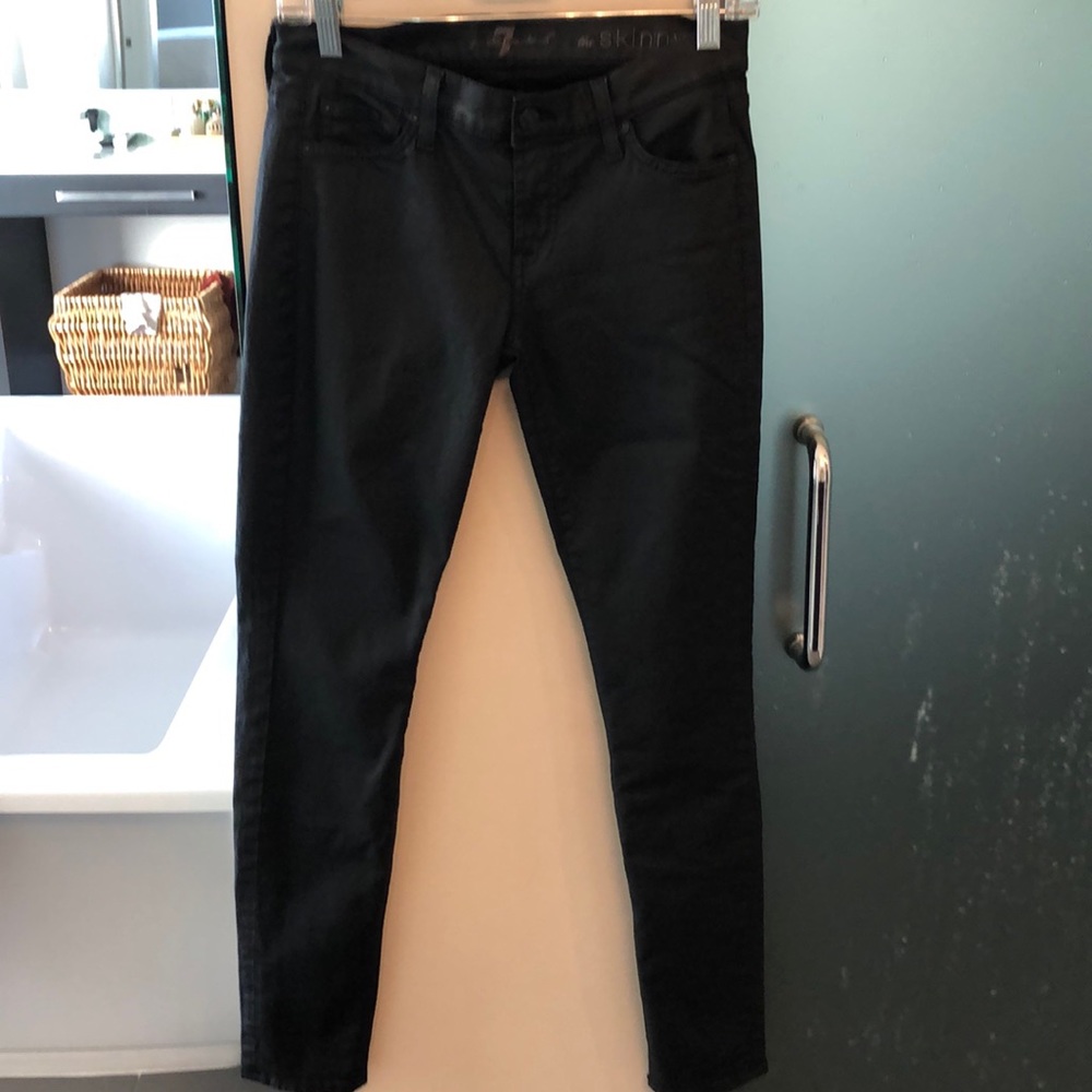 7 For All Mankind black coated jeans